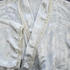Vintage Christian Dior Robe Womens S White Kimono Floral Satin Belted 3/4 Sleeve