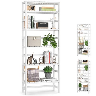 Homykic 6-Tier Bamboo Bookshelves and Bookcases, Adjustable 63.4 Tall Shal