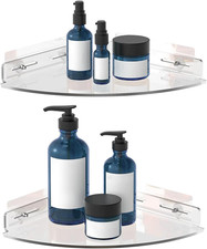 Set of 2 Shower Caddy Bathroom Shelves - No-Drill Shower Organizer - Floating A