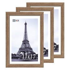 VCK 11x17 Picture Frame Set of 3 - Brown Walnut, Natural Textured Solid Wood ...
