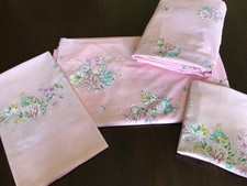 JCPenney Fashion Manor Penn-Prest Vintage Double Pink Floral 4 Piece Sheet Set