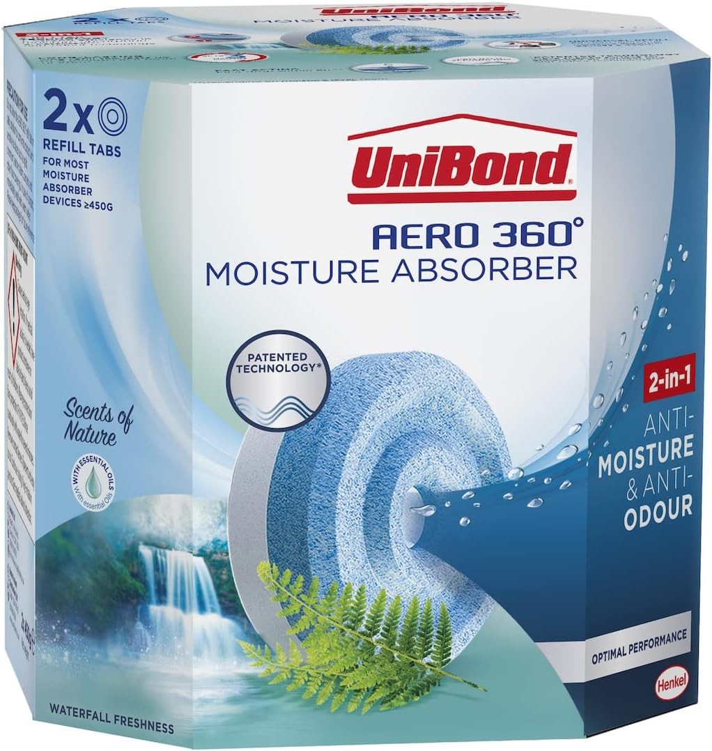 UniBond AERO 360° Moisture Absorber Refill Tabs 2Pack x 450g Waterfall Freshness