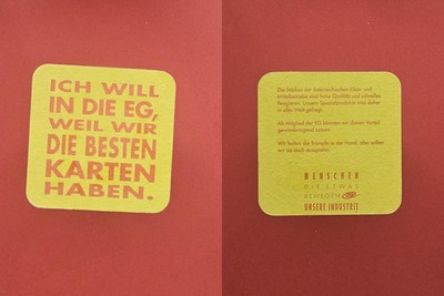 I want to go to the EC because we have the best cards. brewery beer mat beer