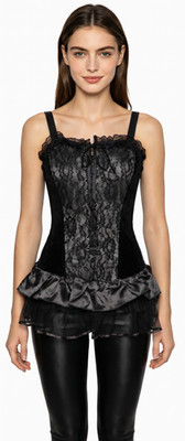 Boned corset mini dress lace gothic punk Victorian black size 34/36