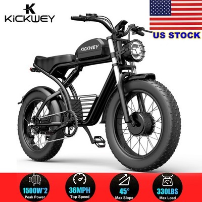 Electric Bike 3000W 23AH Dual Motor 20'' Fat Tire 32MPH Mountain eBike for Adult