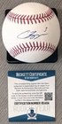 CARSON BENGE W/#3 ROOKIE BECKETT AUTHENTICATED SIGNED ML BASEBALL & ROOKIE CARD