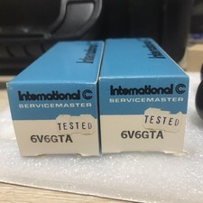 2 Matched NOS 6V6GTA International w/ Boxes ~ Vintage SmokeGlass W.germany