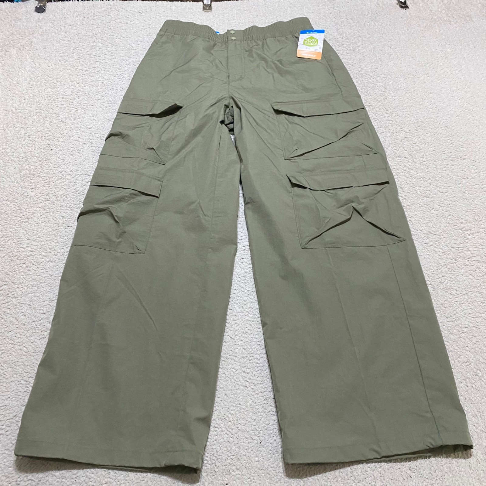 Olive Green Cargo Parachute Wide Leg Hiking New