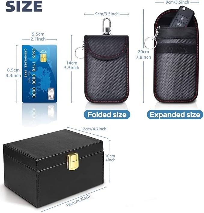 Faraday Box with Faraday Bags for Car Keys, Car Key Signal Blocking Box, Keyl...