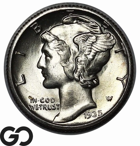 1935-S Mercury Dime, Gorgeous Superb Gem BU++