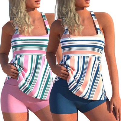HOT--Damen Tankini Shorts 2Pcs Satz Damen Strand Badeanzüge Badeanzug S-5XL//