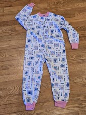 Adorable Kitty Cat One Piece Zip Pajamas Kids Size 7 Vintage 90s Curfew Kids
