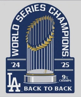 2025 LA DODGERS World Series Back to Back Champions Sticker Die Cut 4x3 Inch 