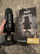 Blue Yeti, Blackout USB Microphone W/ Ubisoft Discount Code - No Cords - Used