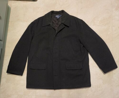 Polo Ralph Lauren Mens Gray Flannel Wool Nylon Field Jacket Coat Size L Large - Picture 1 of 10