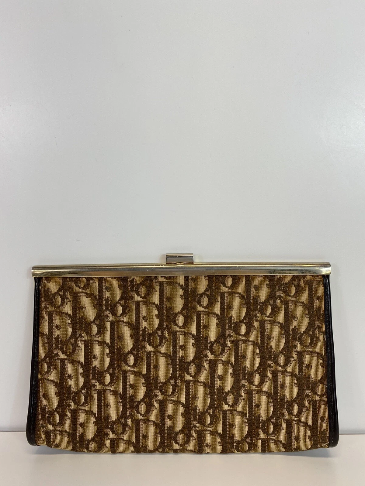 Petit sac pochette vintage Christian Dior années 80 marron trotteur monogramme