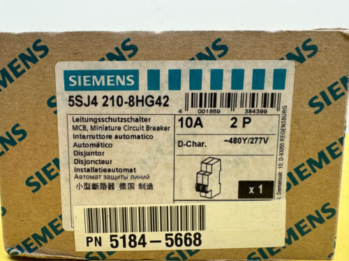 SIEMENS 5SJ4 210-8HG42 Miniature Circuit Breaker 5SJ4 2P 480/277 10A 10K D-TRIP - Picture 2 of 4