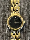 Seiko Women’s Wristwatch Vintage Black Face Gold Tone Diamond Ladies Watch