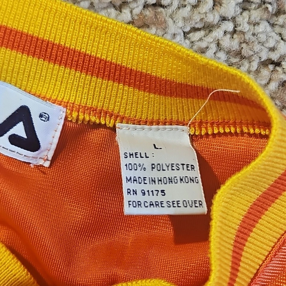 Camisa Jersey Fila Para Hombre Grande Años 90 Hip Hop Rap Naranja Amarillo Azul Colorblock Foto 4 de 4