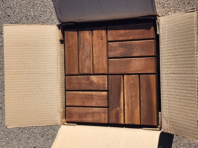 10pcs Deck Patio Tile Interlocking Wood Flooring Pavers Tiles Outdoor 12''x 12''