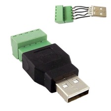 1x USB 2.0 Type A Male to 5 Pin Screw w/ Shield Terminal Plug Adapter Connector