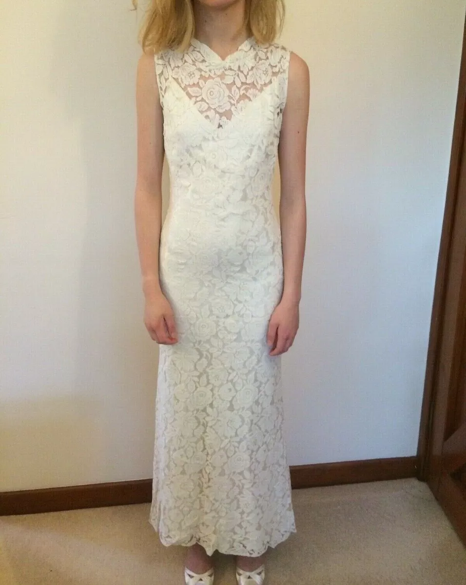 Wedding dress and bolero vintage lace size 6 8 plus Ghost slip