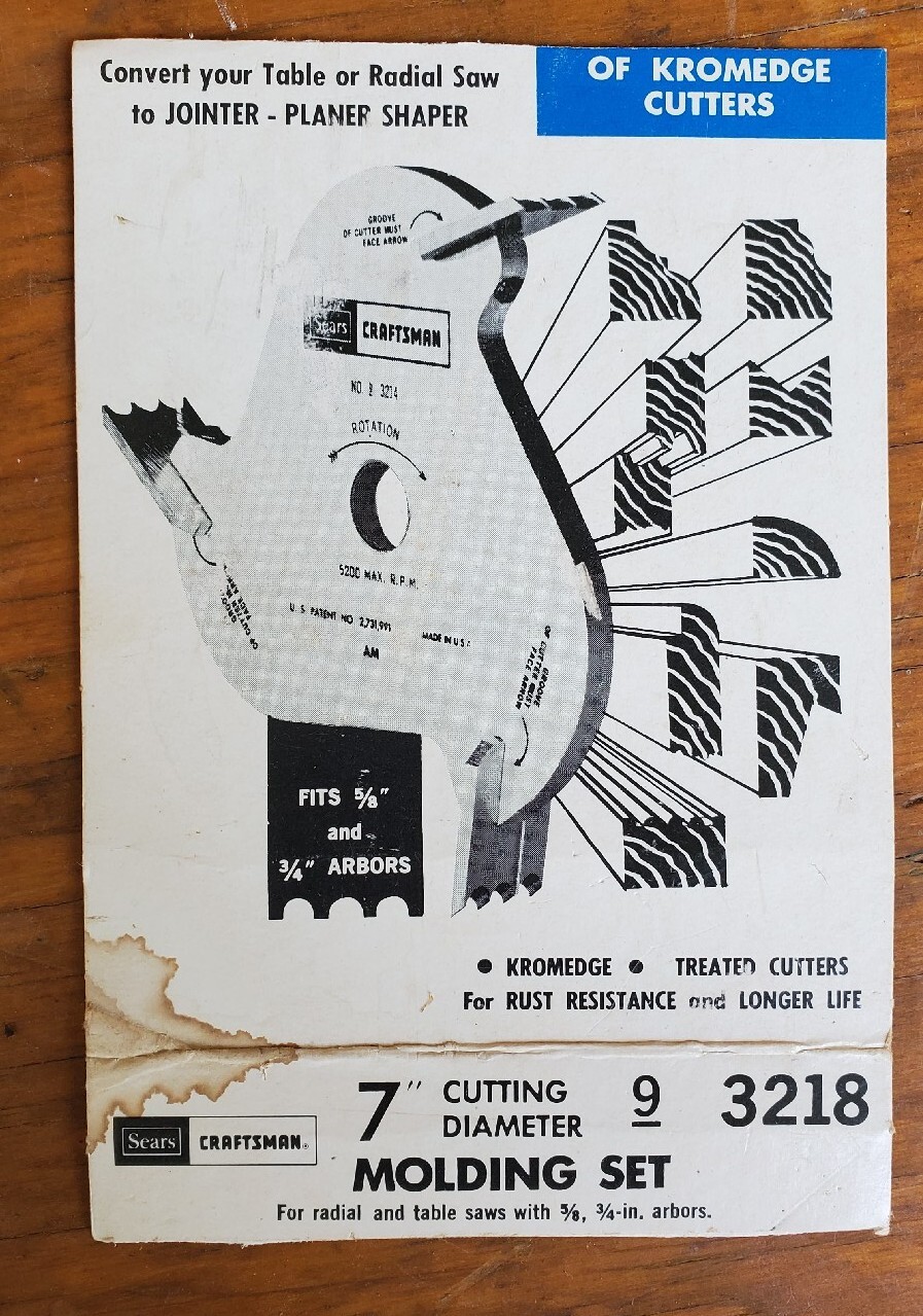 Sears Craftsman 9 3218 Radial Table Saw Molding Set Head and Kromedge