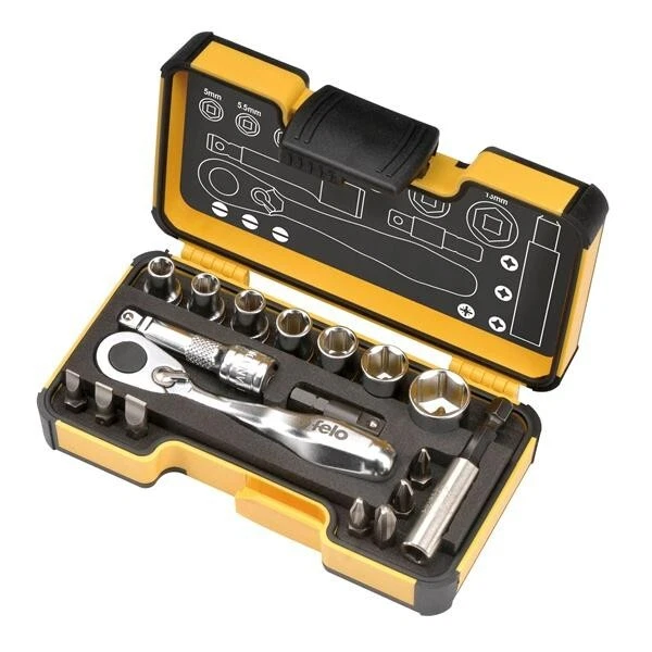 Felo XS Pocket Size 18 Piece Metric Set With Mini Ratchet In