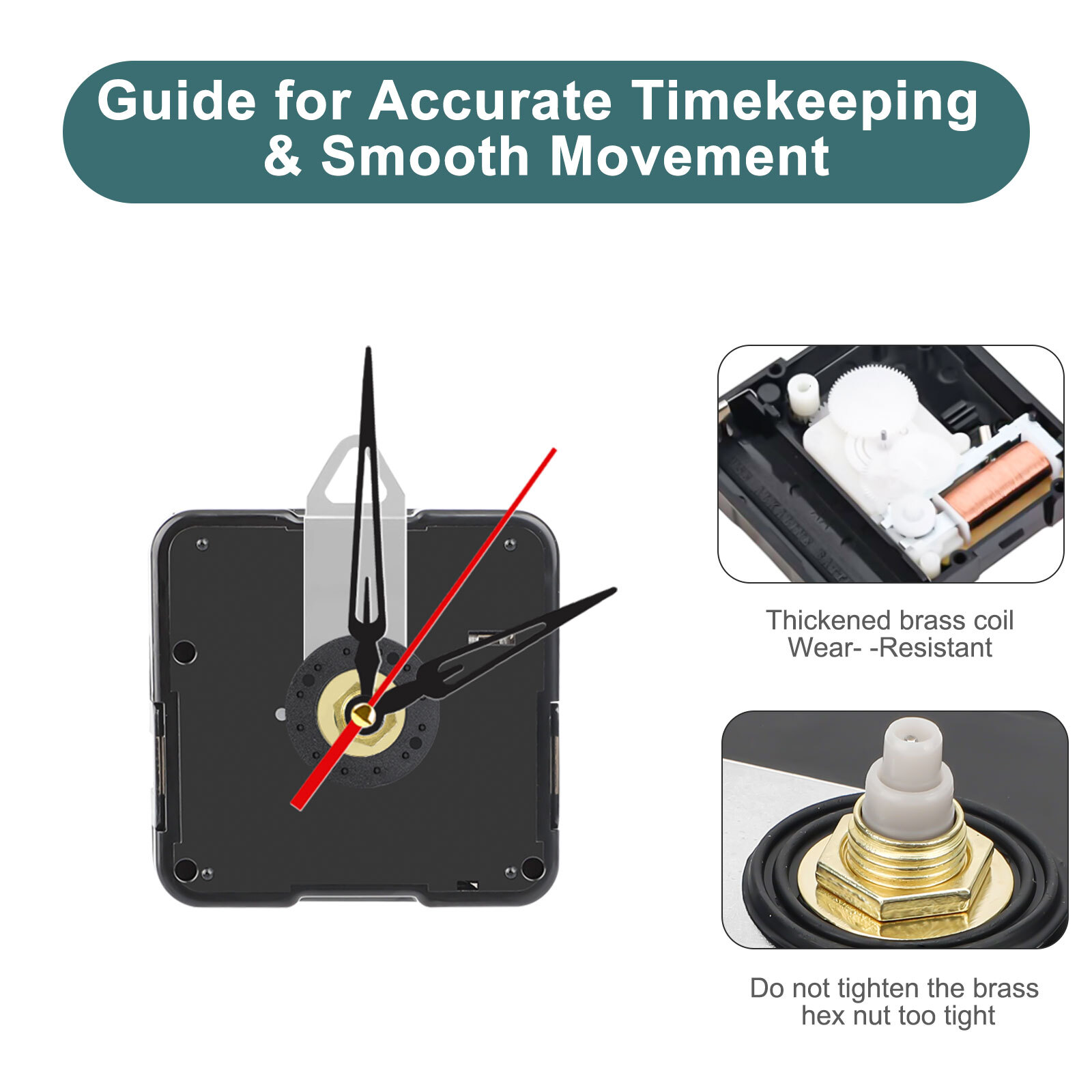 5PCS Quartz Clock Movement Mechanism DIY Repair Kit with Hands Set 13-23mm Shaft