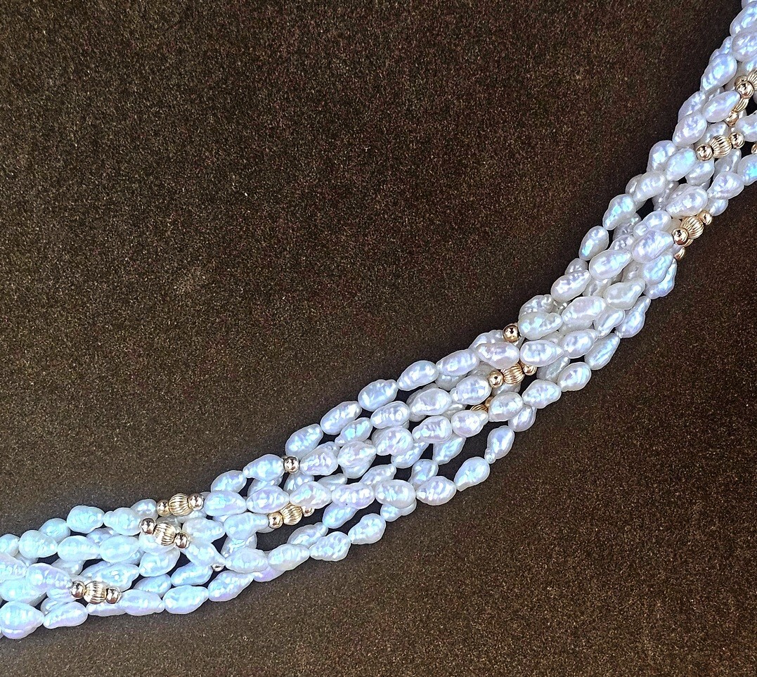 vtg Multi Strand Pearl Emerald Ruby Sapphire 14k … - image 8