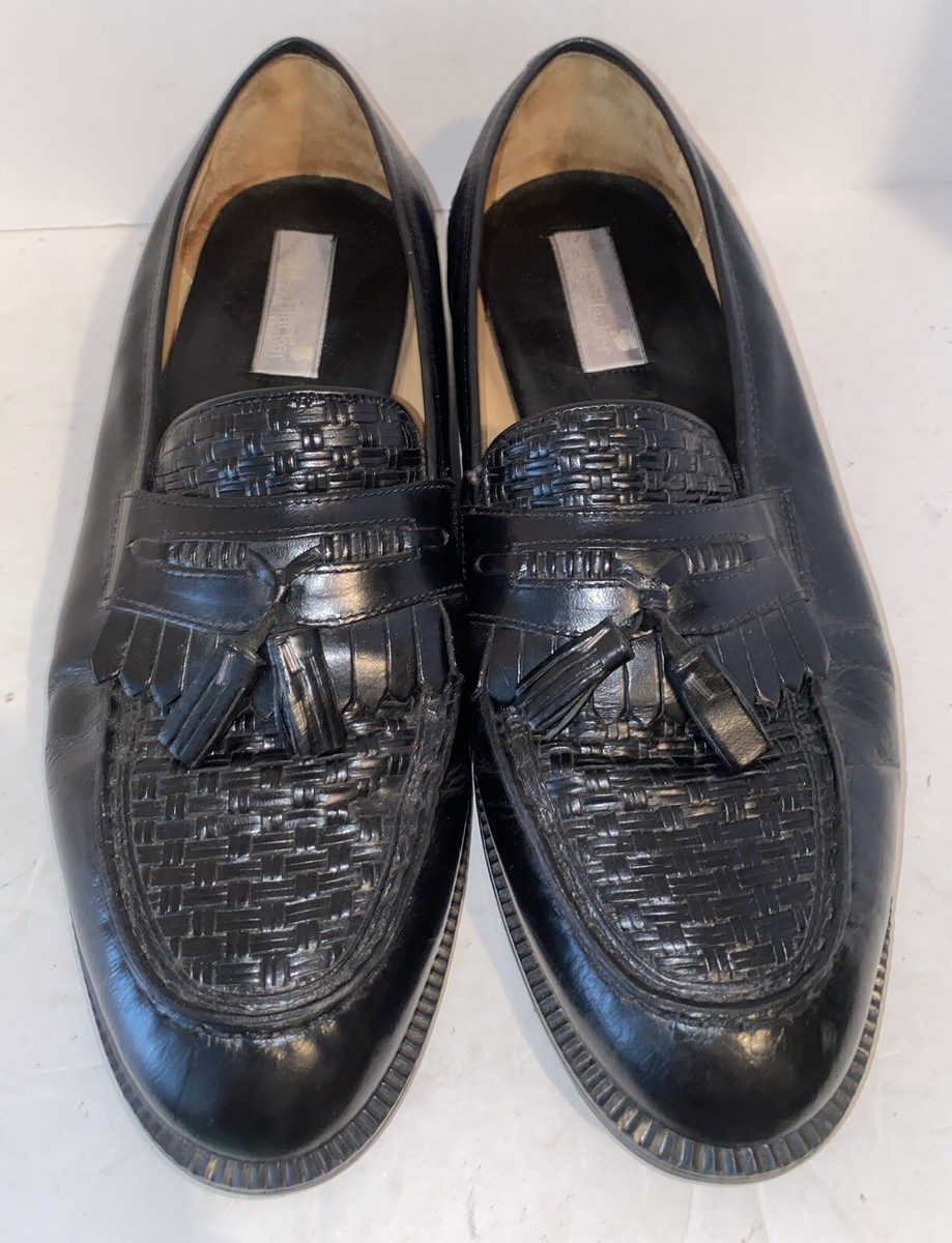 Vintage Stanley Blacker Kiltie Tassel Loafers Hand Made Italy Stanley Blacker Size 10.5 D Black Kiltie Tassel Loafers  main image 2