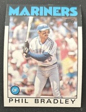 1986 Topps Phil Bradley Baseball Card #305 Mariners OF VG O/C