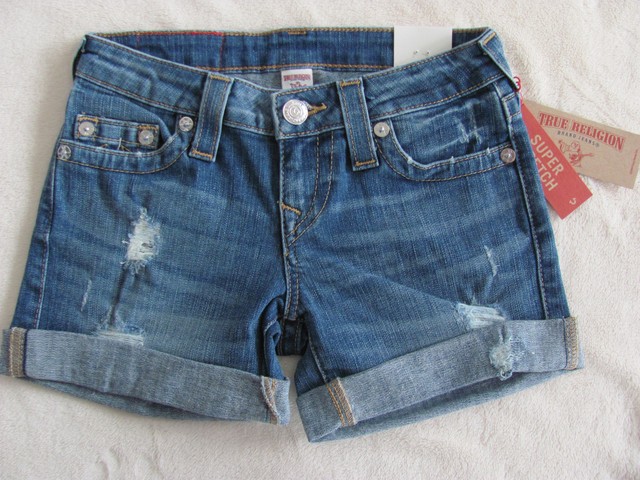 true religion blue jean shorts