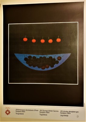 YOZO HAMAGUCHI Original SARAJEVO XIV WINTER OLYMPIC GAMES 1984 Lithograph Poster
