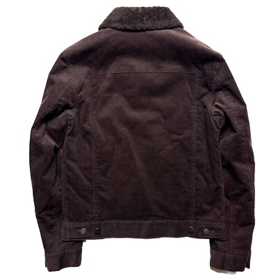 THEORY Mens Neil Corduroy Shearling Collar Trucker Jacket Mink