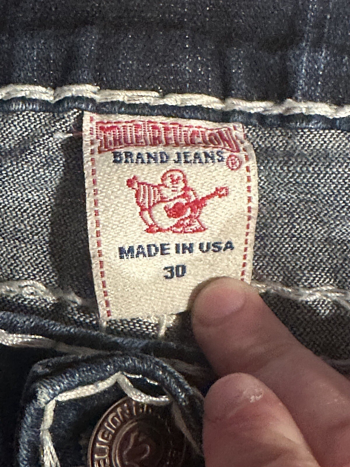 True Religion Dark Blue Low Rise Y2k Vintage Heavy stitch Jeans image 6
