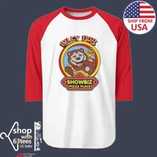 Showbiz Pizza Place Billy Bob Men's Raglan Red Size S to 2XL