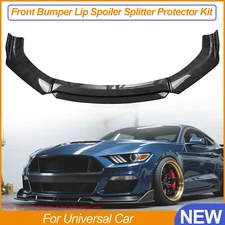Universal Carbon Fiber Look Front Bumper Lip Spoiler Splitter Protector Kit