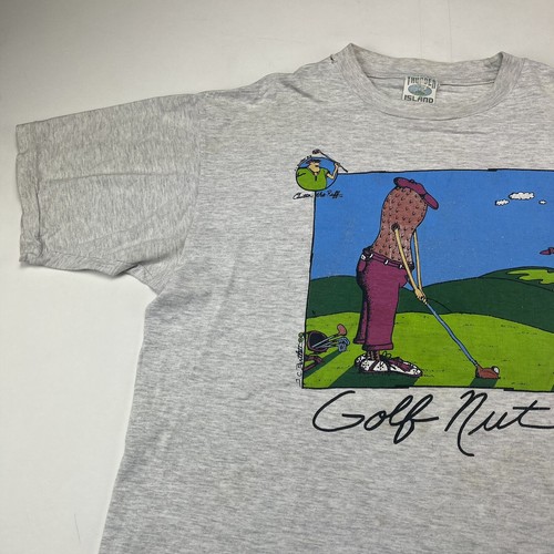 Vtg 80s Single Stitch Golf Nut T Shirt Thunder Island Men XL Graphic Distressed - Picture 9 of 12