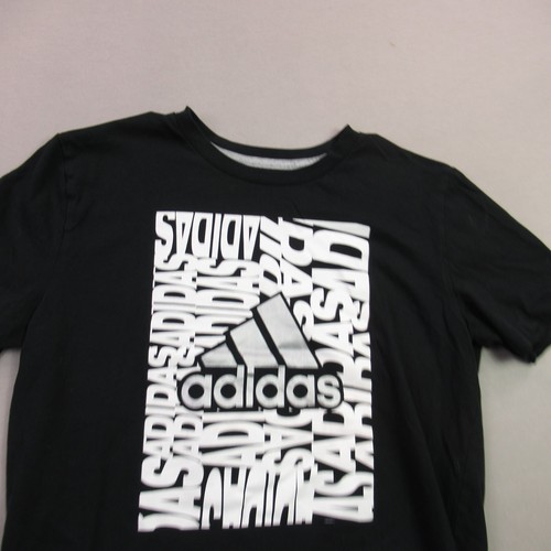 Adidas Shirt Boys Large Short Sleeve Casual Crew Neck Lightweight Black - Picture 2 of 7