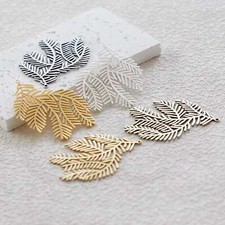 Premium Plated Laser Cut Solid Brass Charm - Leaf 43.6x33.6mm 4907C-3 