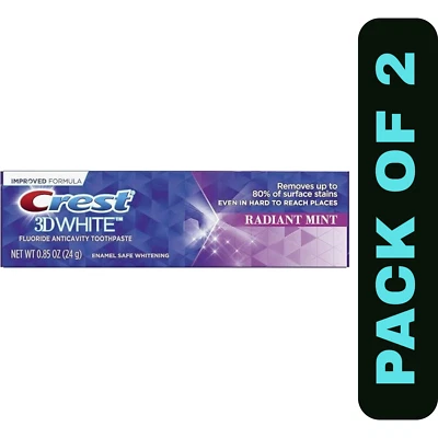 Crest 3D White Radiant Mint Toothpaste | Removes up to 80% of Stains | Pack of 2