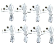 8 Pcs Reusable White Electrode Lead Cable for Digital Massager Pinook 2.5mm Plug