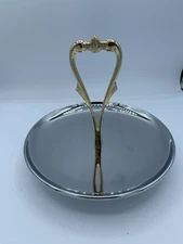 Vintage Kromex MCM Single Tier Tidbit Tea Serving Tray 8.5” Diameter