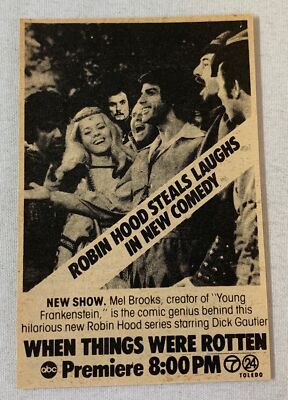 1975 small ABC tv ad~ WHEN THINGS WERE ROTTEN ~ Robin Hood steals laughs
