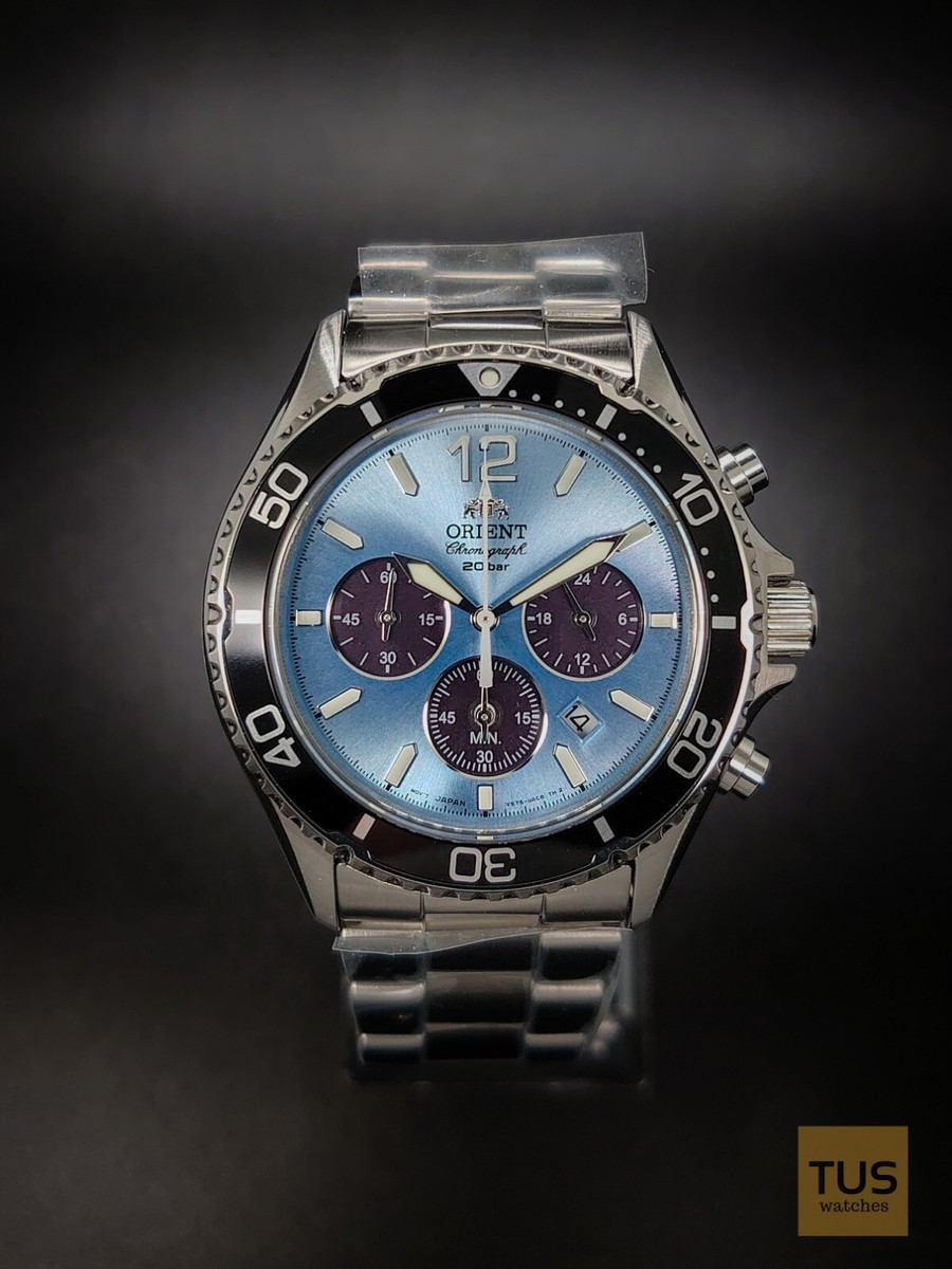 Orient Mako Solar Ice Blue Chronograph RA-TX0206L10B 200M Men's
