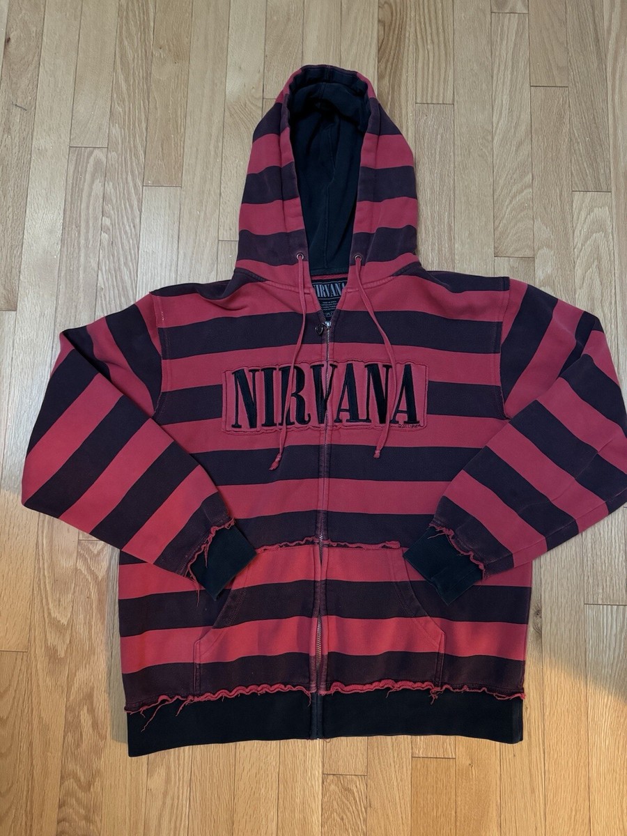 NIRVANA Zip-Up Sweater Hoodie Vintage Distressed 2007 Black/Red