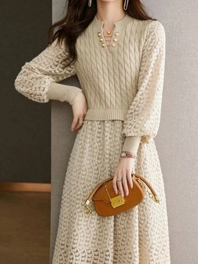 Women Autumn Winter Dress Sweater Dress Long Sleeve Dresses Women's  Clothing | eBay