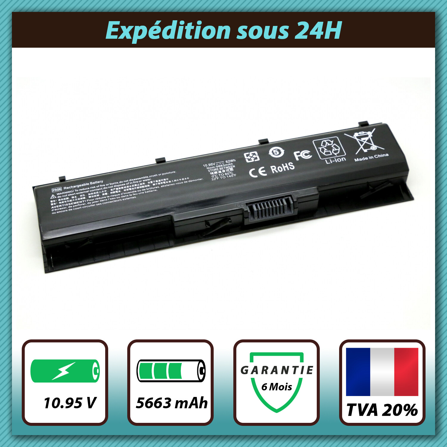 Batterie longue autonomie 5663mAh compatible HP OMEN 17-W250NF