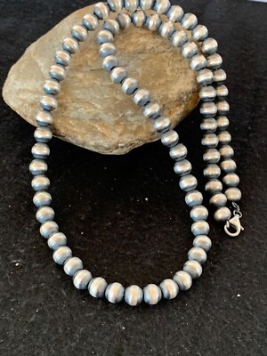 Anom.｜S925 Navajo Pearl Spinel Necklace Native American 8mm Sterling Silver Navajo Pearls 23